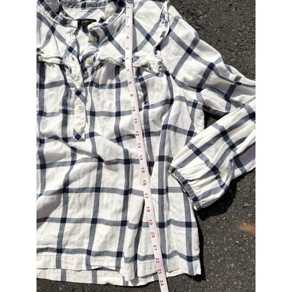 Jcrew Black Label Medium Flannel Blouse Navy White - Picture 6 of 8
